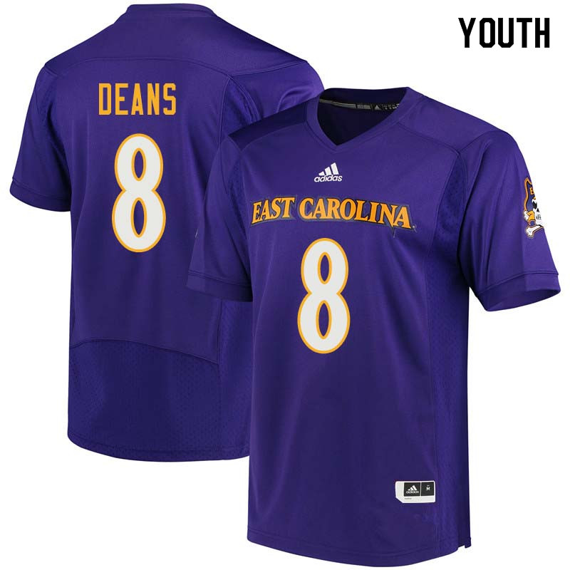 Youth #8 Tahj Deans East Carolina Pirates College Football Jerseys Sale-Purple - Click Image to Close
